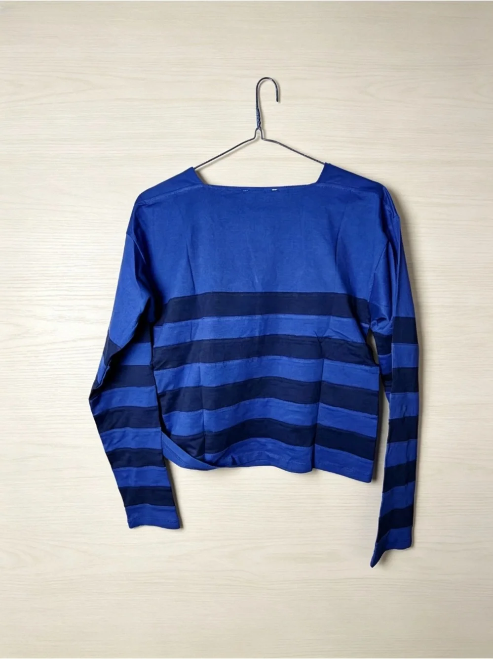 Miu Miu Royal Blue and Navy Striped Long-Sleeve Tee Size M